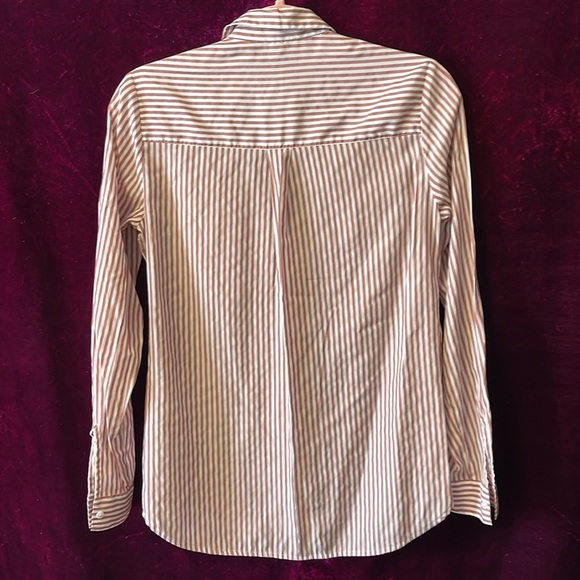 Express Light Brick Color Pinstripe Button Up Extra Small - Picture 6 of 6